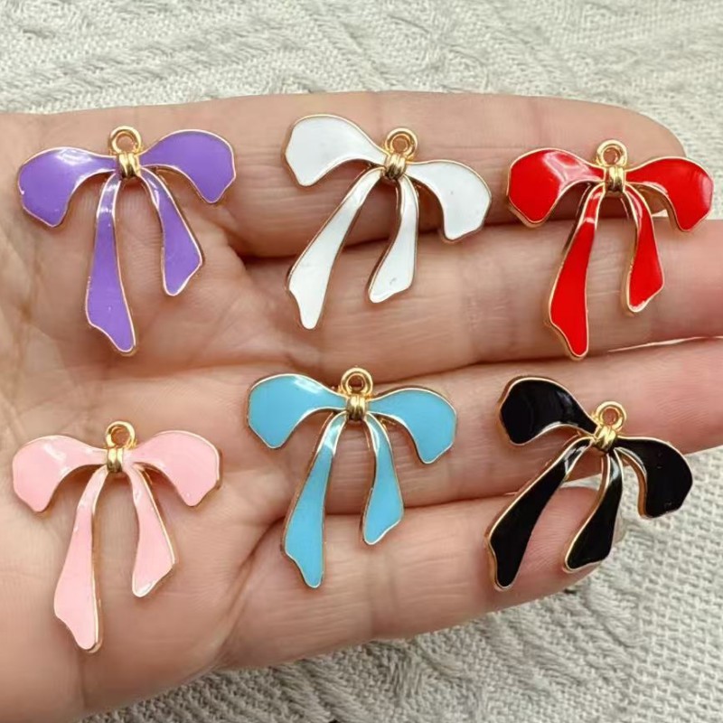 Bow Tie Pre Tied - จี้โลหะเคลือบเงาแบบโบว์ไท 10 ชิ้น สำหรับทำต่างหู สร้อยคอ สร้อยข้อมือ