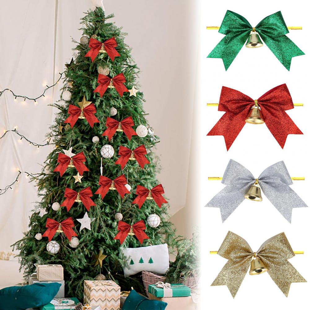 Bow Tie Pre Tied - โบว์คริสต์มาสพร้อมกระดิ่ง 2 ชิ้น ขนาด 4 นิ้ว