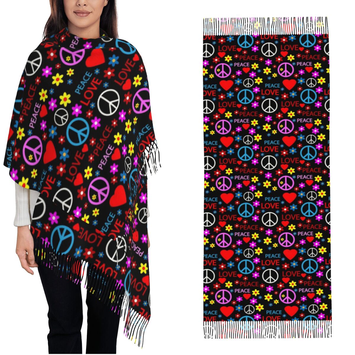 Pashmina Wrap Large - ผ้าพันคอพิมพ์ลายดอกไม้สีพาสเทลสำหรับผู้หญิง ฤดูใบไม้ร่วง ฤดูหนาว ผ้าคลุมไหล่แบบพัชมีนา ผ้าคลุมไหล่ขนาดใหญ่สำหรับชุดราตรี