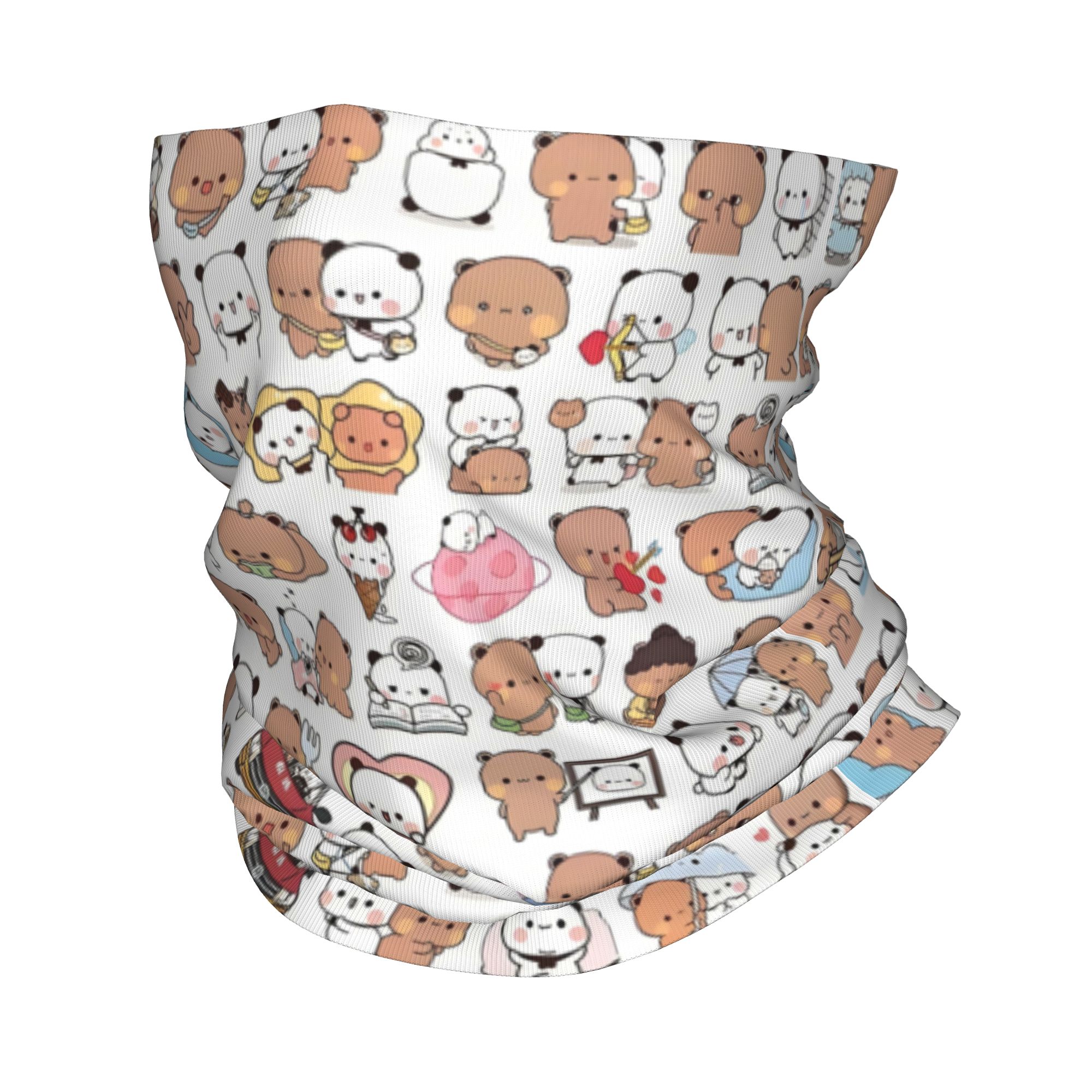 Neck Warmer Tube - ผ้าพันคอแบบท่อสำหรับฤดูหนาวลายการ์ตูนหมีพีชและโกมา บูบู ดูดู สำหรับผู้ชายและผู้หญิง ผ้าคลุมหน้าลายอนิเมะแพนด้า