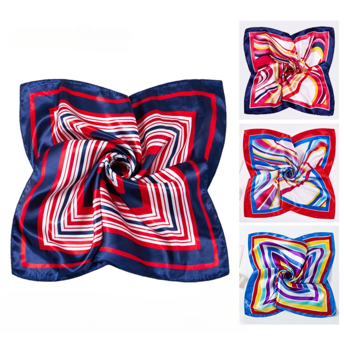 Ascot Neck Scarf - 50*50 ซม.ผ้าพันคอผ้าไหมผ้าพันคอผู้หญิงแฟชั่นพิมพ์ขนาดเล็กคอผ้าพันคอสําหรับผู้หญิงเลดี้อุปกรณ์ตกแต่ง