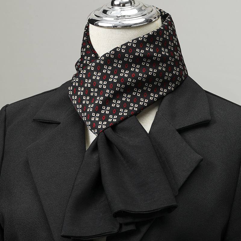 Silk Neck Scarf - ผ้าพันคอผู้ชาย ผ้าไหมเทียม ผ้าพันคอสี่เหลี่ยมเล็ก สำหรับผูกคอเสื้อสูท ปกเสื้อเชิ้ต ผ้าพันคอธุรกิจ