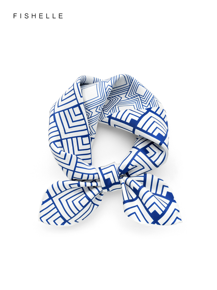 Face Scarf Mask - จีนคลาสสิกสีฟ้าสีขาวธรรมชาติ Syal Sutra Twill ฤดูใบไม้ผลิฤดูใบไม้ร่วงผู้หญิงจริงผ้าพันคอผ้าไหมขนาดเล็ก Headscarf