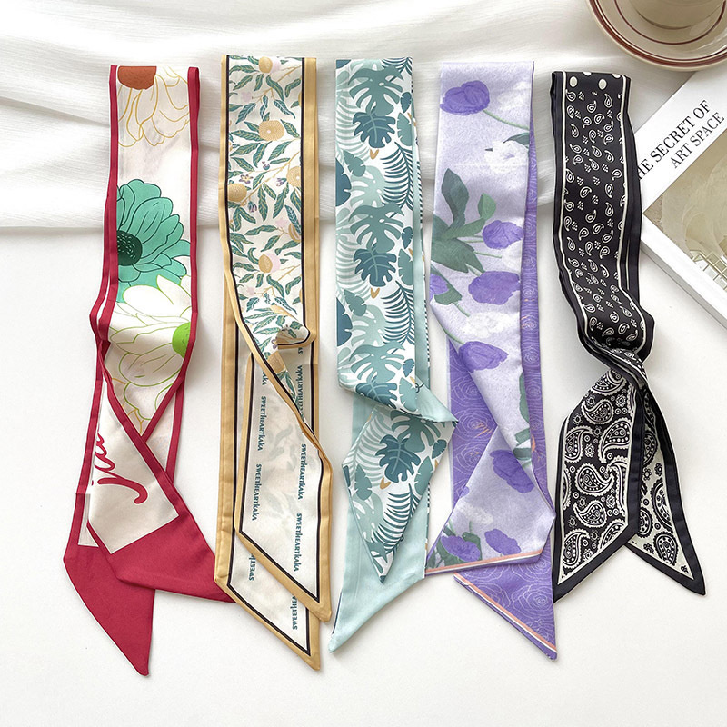 Silk Neck Scarf - ใหม่แบรนด์หรูรุ่นผ้าพันคอผ้าไหมขนาดเล็กผู้หญิงผมวงกระเป๋ากระเป๋าถือริบบิ้นผ้าพันคอผ้าพันคอคอผ้าพันคอ