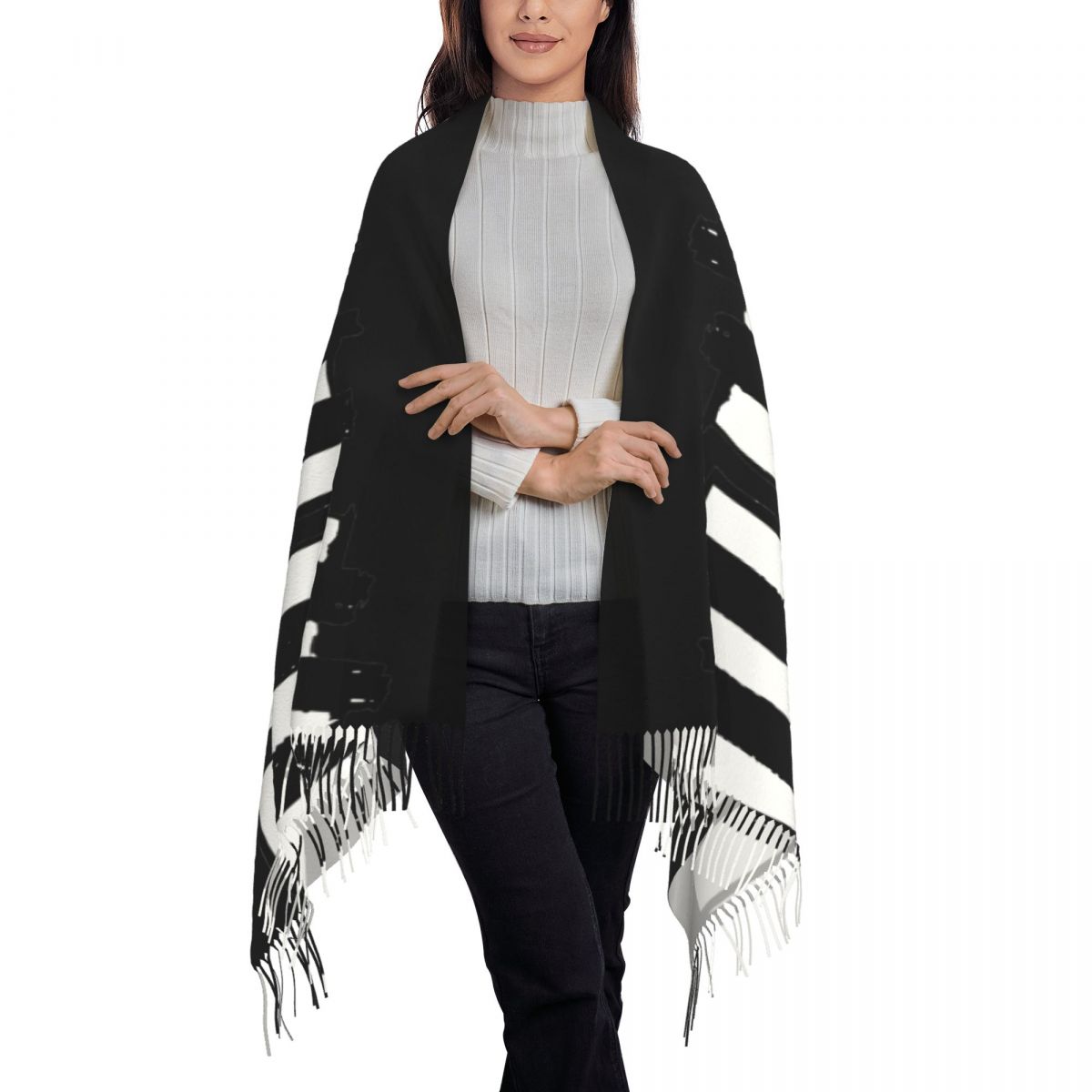 ผ้าพันคอรูปทรงคีย์เปียโนแบบมิน - Pashmina Wrap Large บทวิจารณ์และราคา