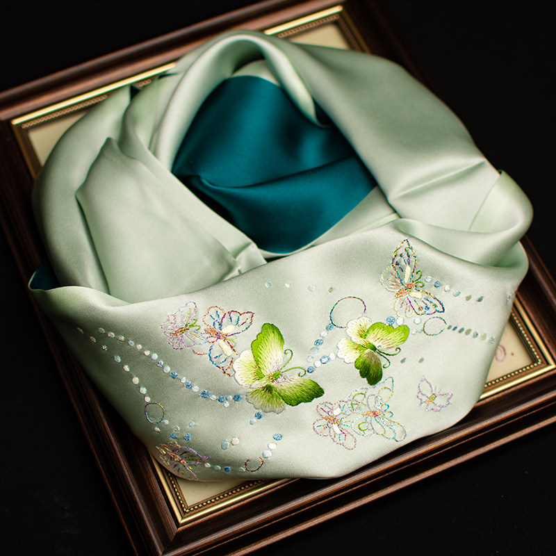 ผ้าพันคอไหมซูโจวปักลาย, ผ้าพัน - Silk Neck Scarf บทวิจารณ์และราคา