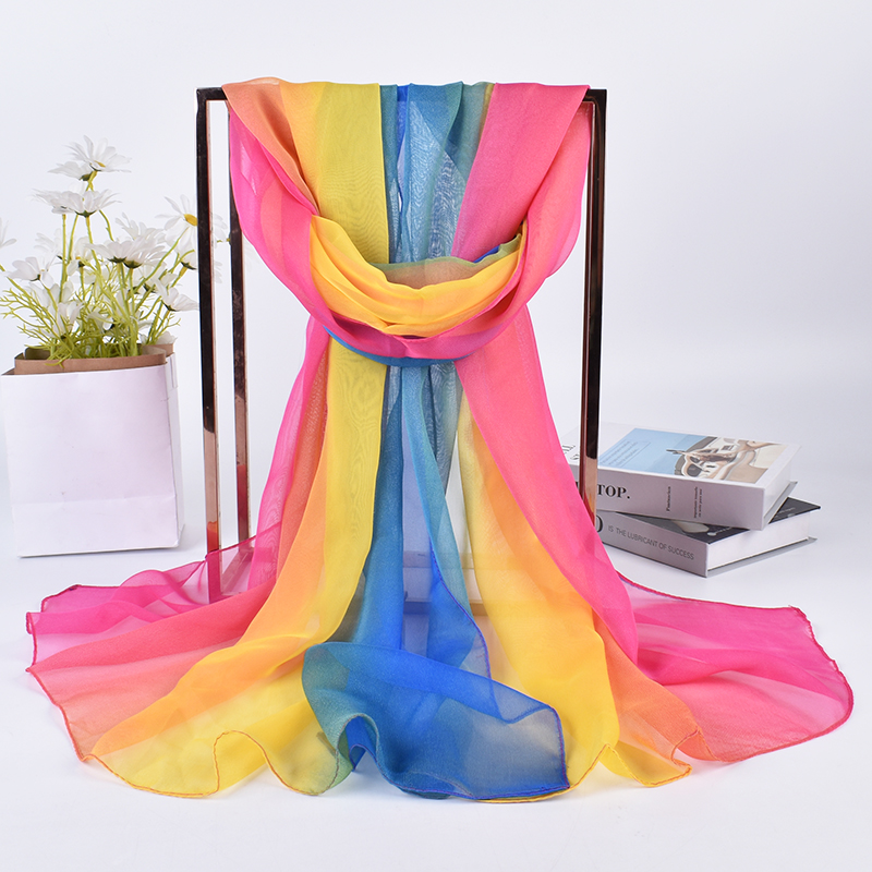 Syal Sutra ผ้าสามสีไล่ระดับสี7 - Scarf Silk Square บทวิจารณ์และราคา