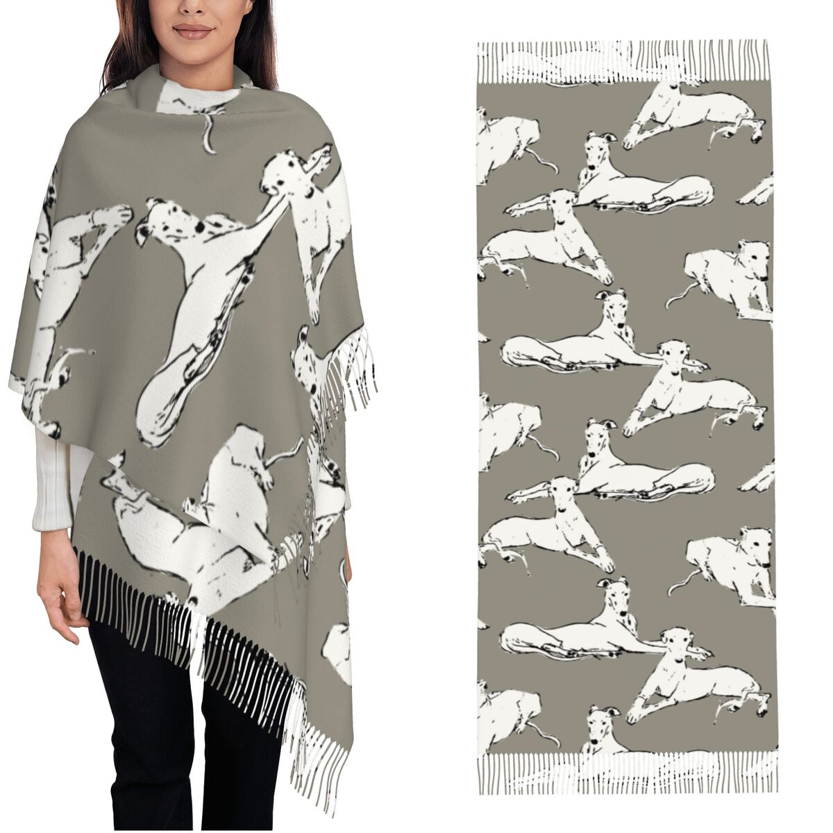 ผ้าพันคอพันธุ์เกรย์ฮาวด์และวิป - Pashmina Wrap Large บทวิจารณ์และราคา